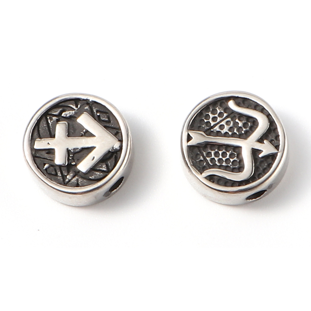 Of Zodiac Constellations Beads Gunmetal Stainless Steel Beads For Jewelry Making Round Taurus Pattern Beads 10mm Dia