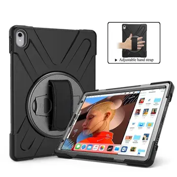 

360 Rotate Shockproof Tablet Case For iPad Air 2 Mini 5 4 3 2 1 Silicone Stand Case For iPad Pro 9.7 11 10.5 Strap Holder EEMIA