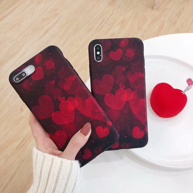 Модный бордовый чехол Love для iPhone 11 11Pro нескользящий Max против падения X XS XR