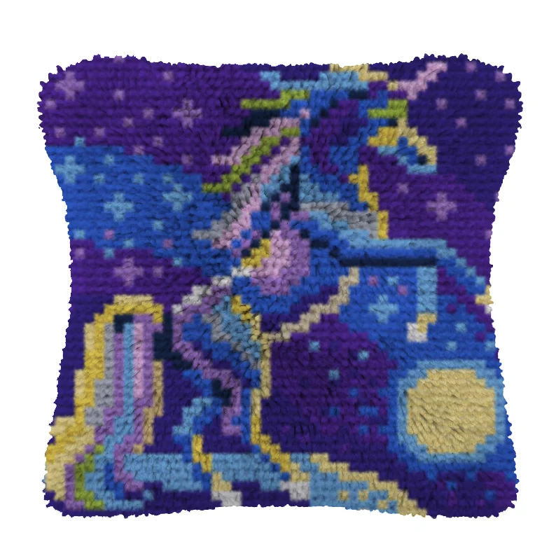 Latch Hook kits Pillow Horse Diy Handmade Printed Canvas Cushion Latch Hook Kits DIY Unfinished