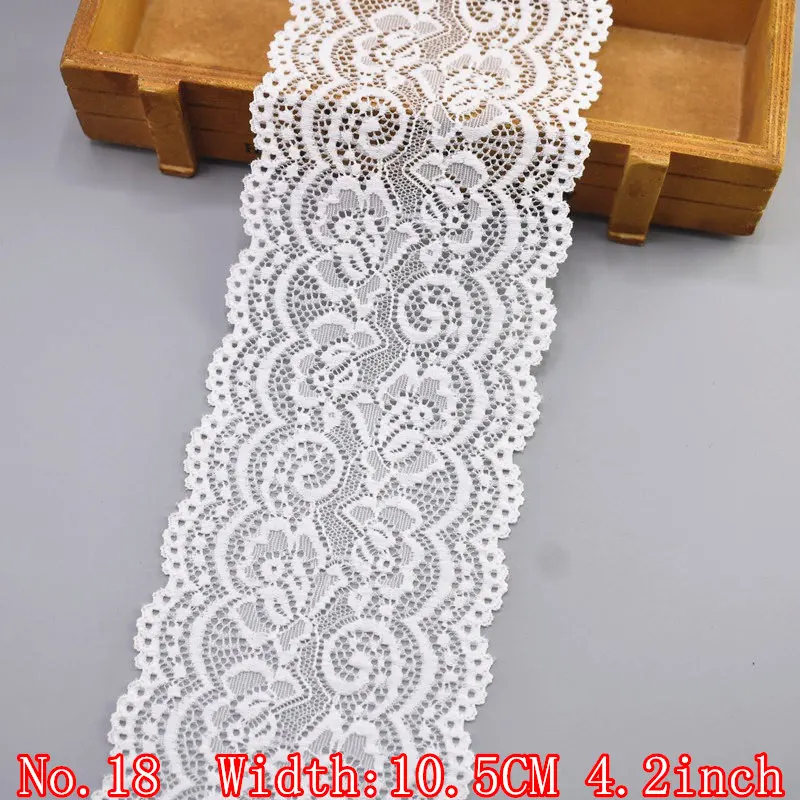No18 10.5CM 4.2inch 5 ярдов/партия эластичный белая кружевная лента африканская кружевная ткань шитье из кружева вышитая кружевная отделка Костюмы кружевные аксессуары аппликация - Цвет: No18 10.5CM 4.2inch