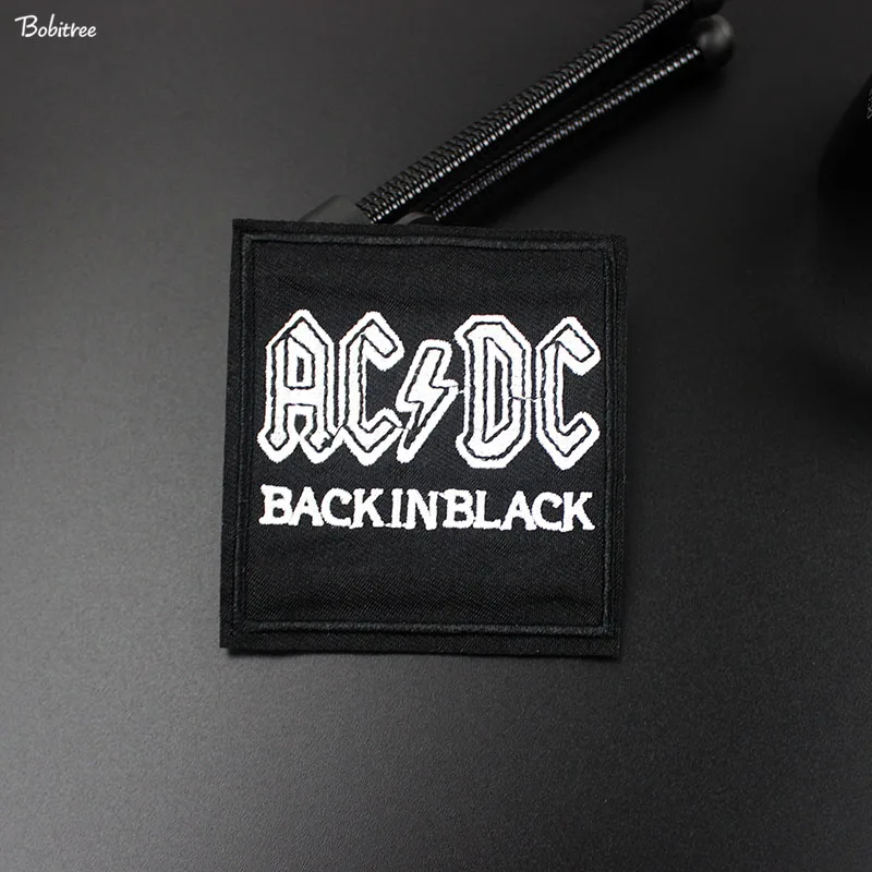Черный ACDC рок металлический ремешок гладильные Патчи Вышивка полоски на одежде значки аппликации Обрезанные наклейки DIY аксессуары