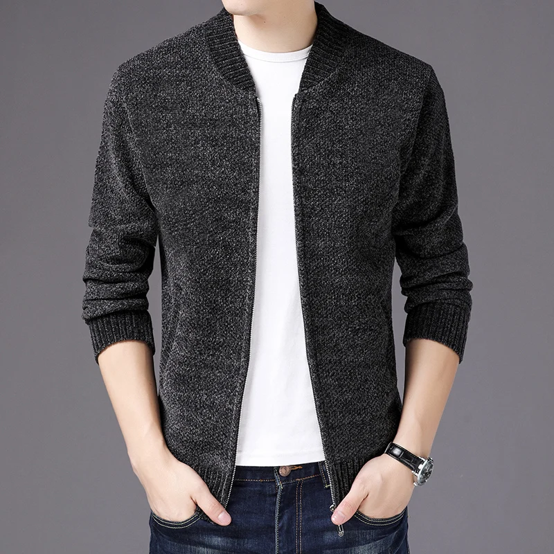 Трикотажная куртка, модная мужская осенняя и зимняя верхняя одежда, кардиган свитер для мужчин, плюс бархат корейский мужской свитер куртка