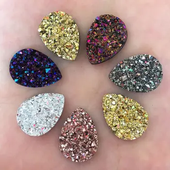 

40pcs 13*18mm Shiny AB Resin Drop Irregular Surface Ore Crystal Flatback Rhinestone Ornaments DIY Wedding Appliques Craft W46