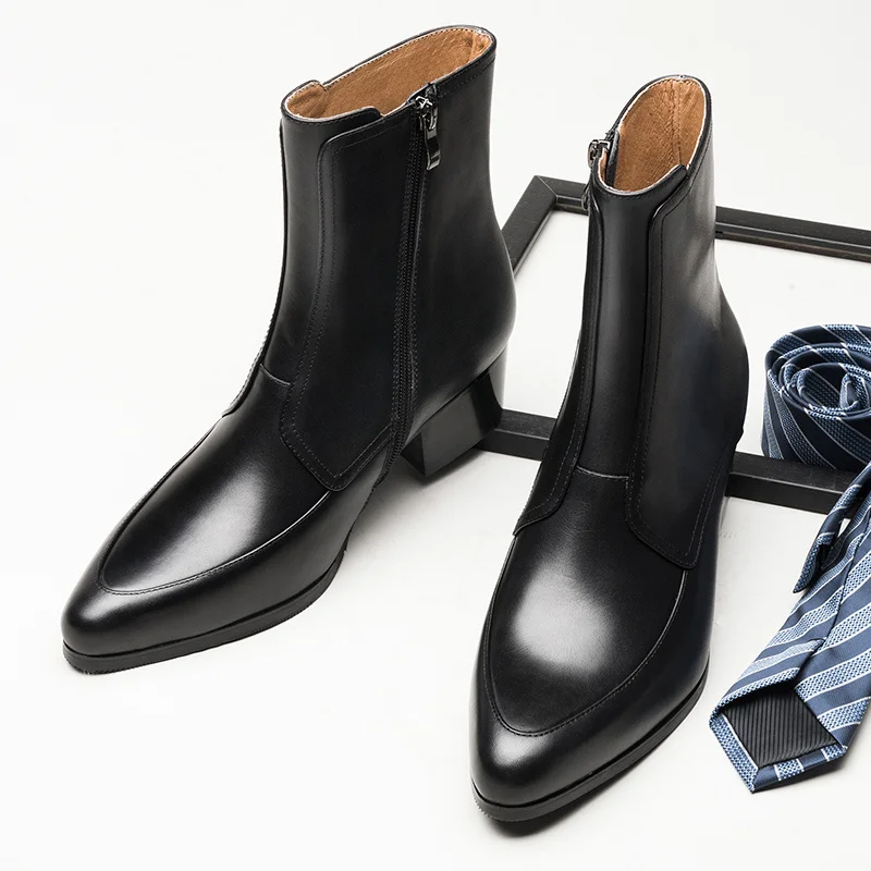 Maat 37 44 Klassieke Witte Laarzen Mannen 5 Cm Top Kwaliteit Puntschoen Man  Formele Jurk Zacht Leer schoenen|Eenvoudige Laarzen| - AliExpress