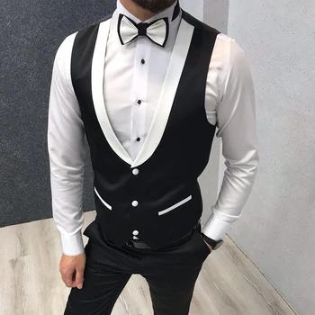 White and Black Custom Vest Men Fashion