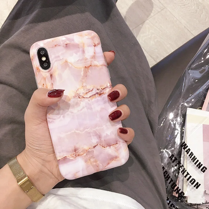 Coral 2 Блестящие Чехлы под мрамор из золотой фольги для iPhone X XS XR 11 Pro Max 3D Bee Мягкий ТПУ чехол для iPhone 7 8 6S Plus блестящая задняя крышка Fundas - Цвет: Coral 2
