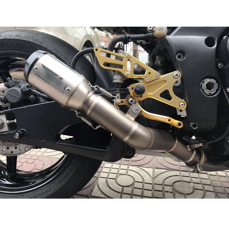 Для 2009- Yamaha R1 выхлопная система труба мотоцикла среднего подключения труба скутер мотоцикл Выхлопная труба скольжения на модифицированный
