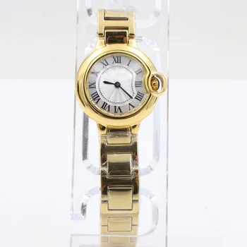 

2-pin luxury watch 28mm 33mm 36mm AAA Yellow Gold Quartz movement women watches tick movement model battery watches