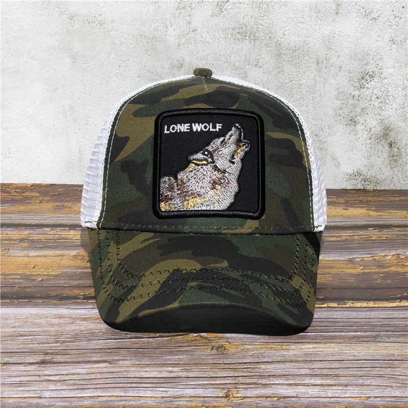 LONE WOLF Новинка, GoorinS, животная ферма, шляпа для мужчин, Лев, зверь, вышивка, бейсболка, животное, дышащая сетка, Дальнобойщик, хип-хоп шапки - Цвет: LONE WOLF