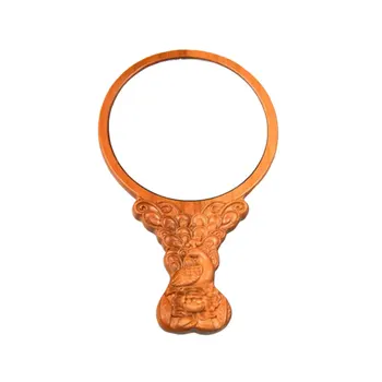 

1Pc 13cm Vanity Mirror Spiegel Foldable Makeup Mirror Portable Black Gold Wooden Practical Mirror Carving Plum Makeup Mirror