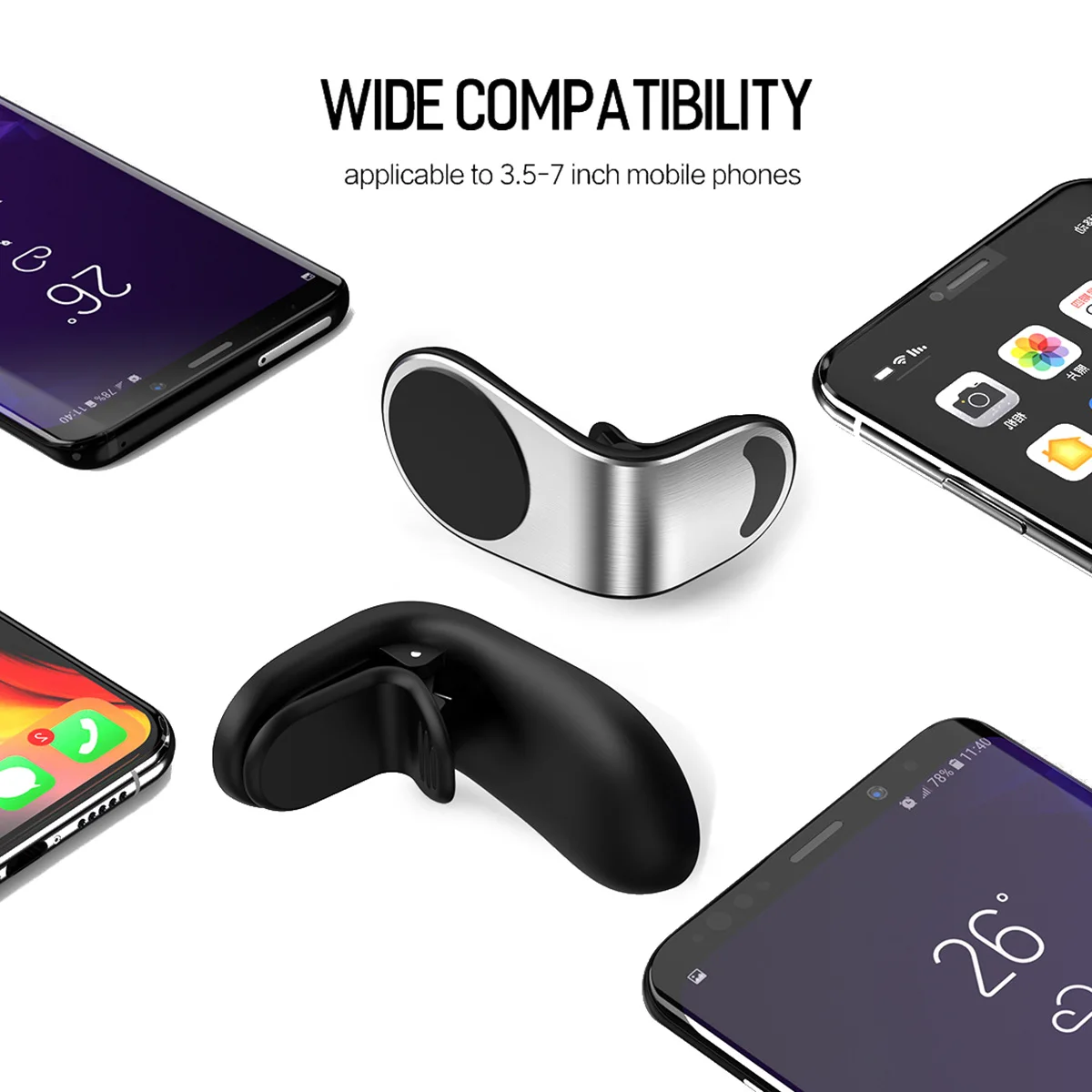 Магнитный автомобильный держатель для телефона ETIMGA, l-образный держатель для крепления на вентиляционное отверстие, автомобильный держатель для мобильного телефона с gps для iPhone 11, samsung, S9, huawei