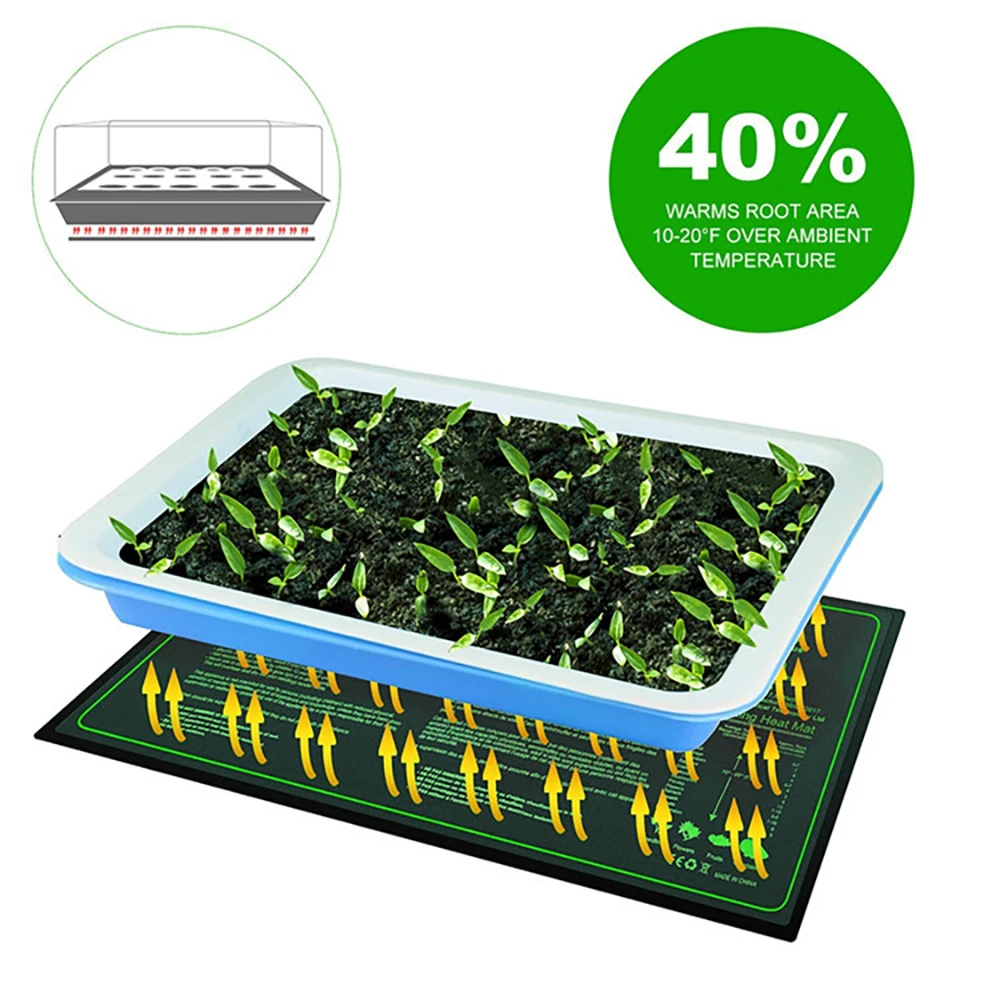 Нагреватель для рассады коврик для прорастания семян растений размножение клон стартер теплый коврик 24x52 см растительные цветы садовый инструмент принадлежности