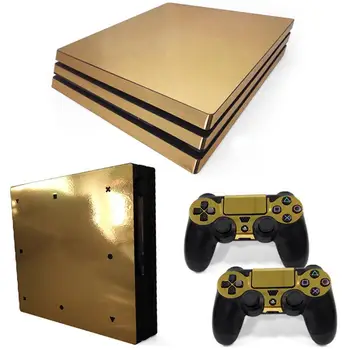 

Gold Plated Metal Brushed Decal PS4 Pro Skin Sticker For Sony PlayStation 4 Console and Controllers PS4 Pro Skin Stickers Vinyl