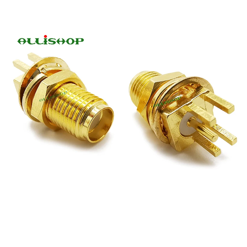 100Pcs SMA PCB Panel Connector SMA Female Jack nut RF Coax Connector End Launch PCB Mount Cable Straight Goldplated Dropshipping