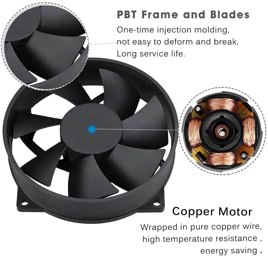 GDSTIME 92mm 12V Computer Round Fan 92 x 25mm 3 Pin 9025 CPU DC Brushless Fan 9CM Case Fan CoolerFor Ventilation Cooling