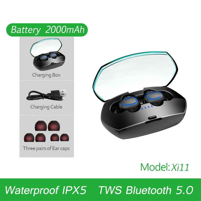 CBAOOO TWS 5,0, Bluetooth наушники, гарнитура, мощный светодиодный дисплей, беспроводные наушники, IPX7, водонепроницаемые спортивные наушники, стерео, бас, наушник - Цвет: C