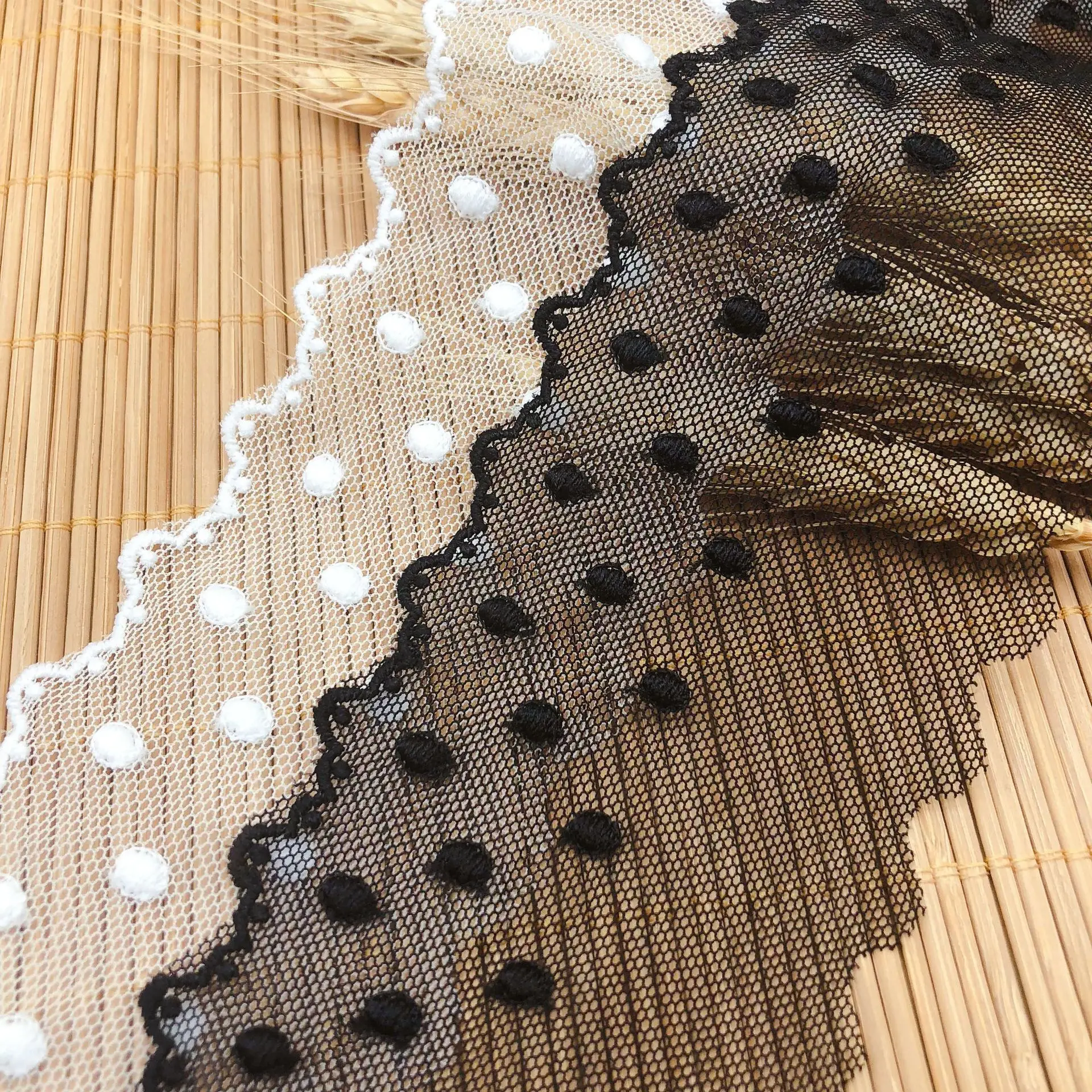 

5Yards Mesh Milk Silk Dot Peas Wave Lace Fabrics DIY Sewing Wedding Clothing Garment Accessories