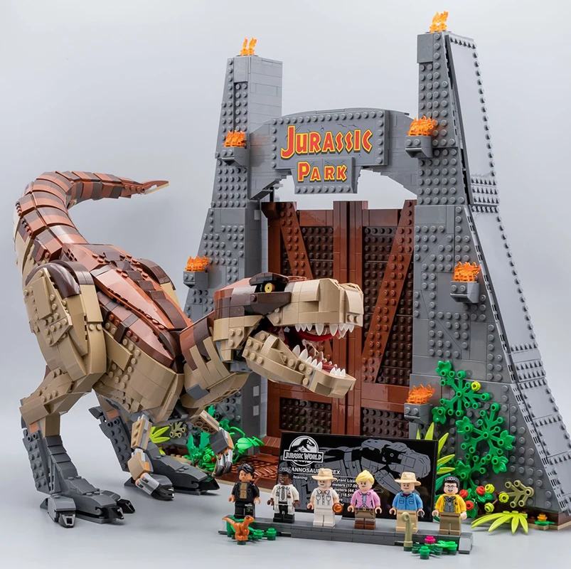 61001 Парк Юрского периода: T. rex Rampage набор, креативные игрушки, совместимые с 75936, детские рождественские игрушки, строительные блоки, кирпичи