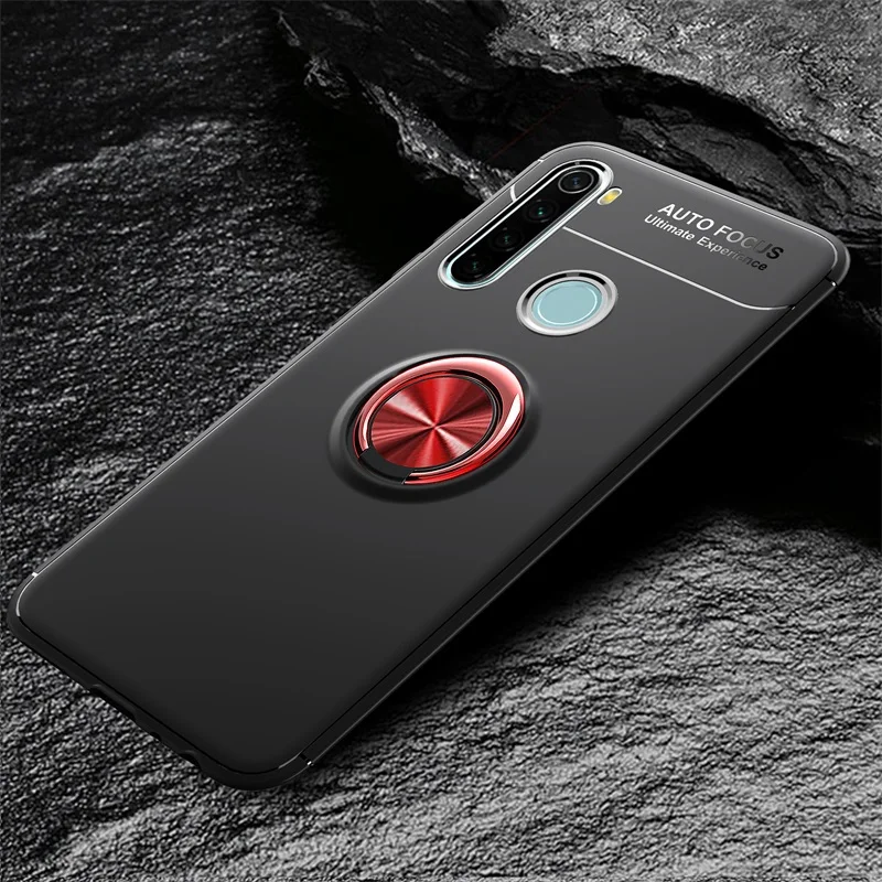 Для Xiaomi Redmi Note 8 T чехол Чехол с кольцом на палец магнитный держатель задняя крышка для телефона чехол для Redmi Note8t Note 8 T 8t корпус - Цвет: Red Black