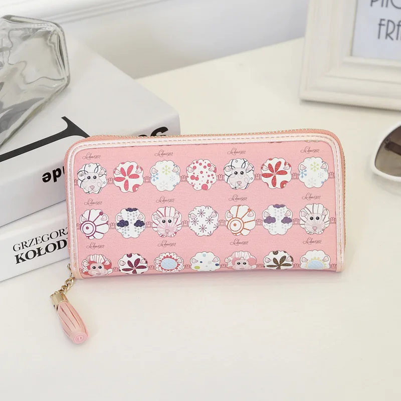 Розовый Новинка Kawaii цветочный длинный кошелек для девочек Cartera Mujer Новинка цветочный Monederos Para Mujer клатчи Кошелек вечерняя сумочка - Цвет: Розовый