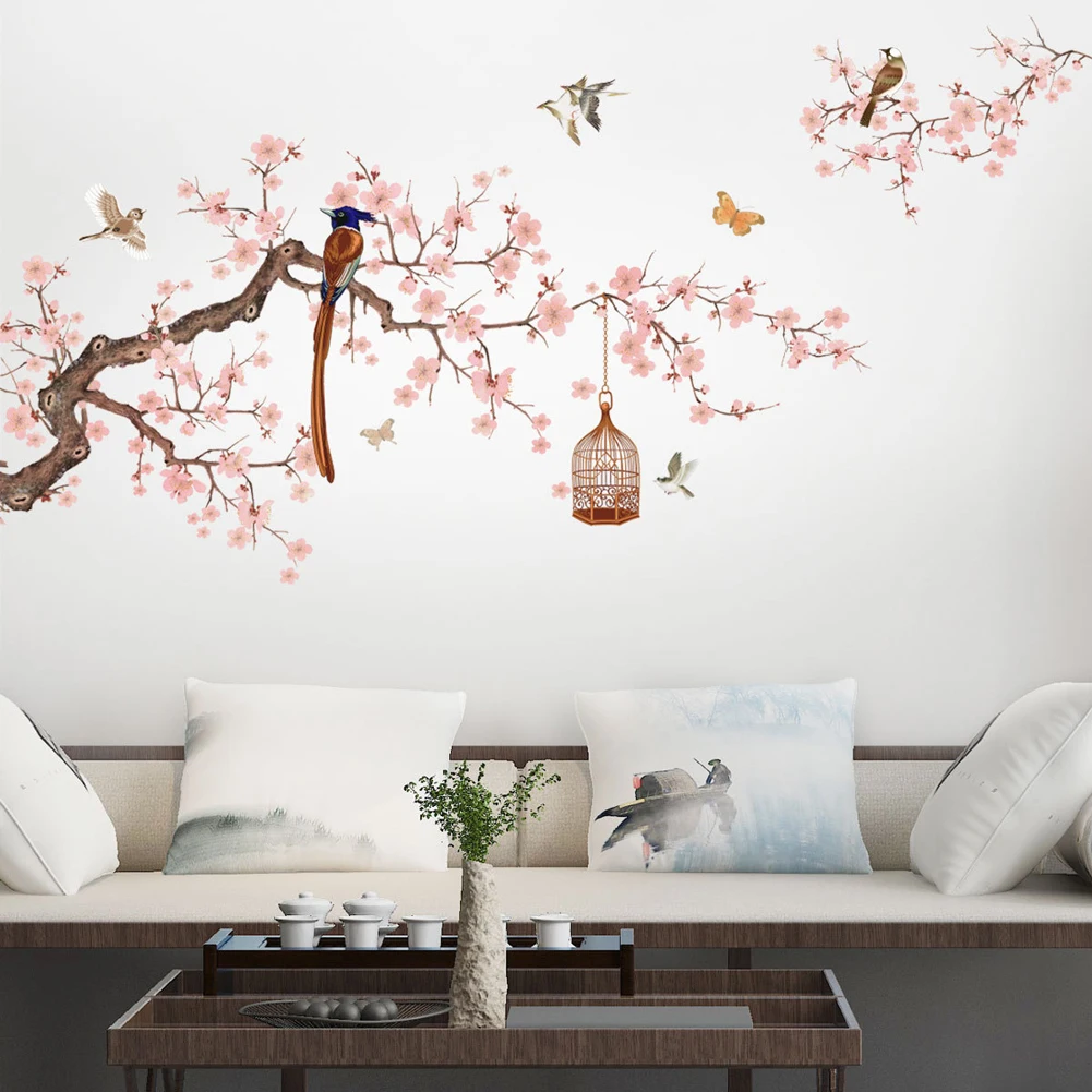 Chinese Flower Birds Room Home Decor Removable Wall Stickers Decals Decoration