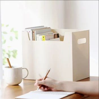 

Desktop Storage Box Simple Office Books Finishing Box Plastic Imitation Leather Multi-Function Stationery Sundries Storage Box