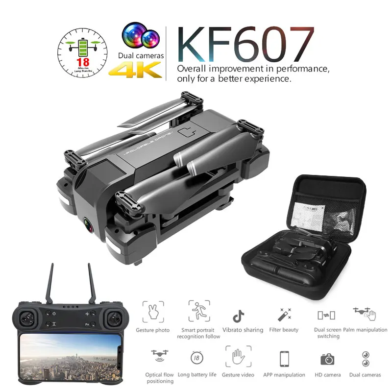 

KF607 Profissional Mini Foldable Drone with Dual Camera 1080P 4K HD WiFi FPV Optical Flow RC Quadcopter Helicopter Toys VS SG106