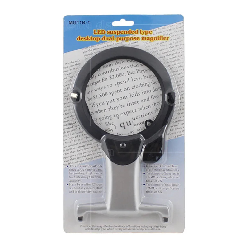 Reading newspapers for the elderly at home with hanging magnifier and reading books with multi-functional magnifier