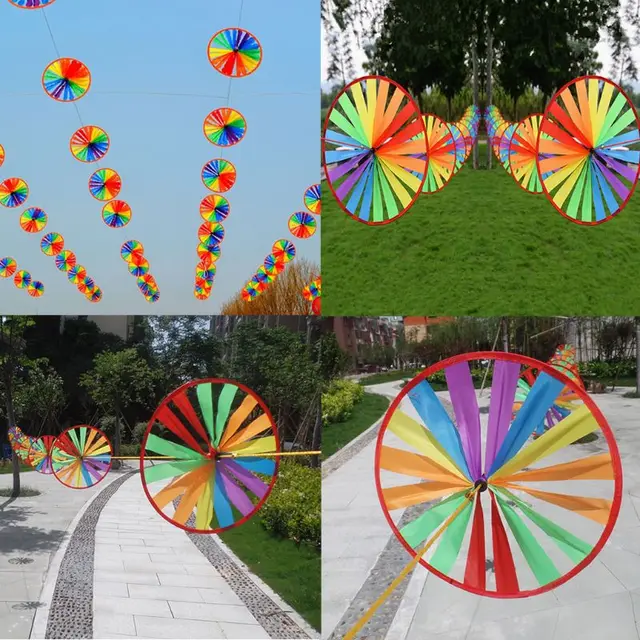 Colorful Turntable Windmill Outdoor Garden Kindergarten Layout Decoration Children Toys String Rope Pinwheel 1