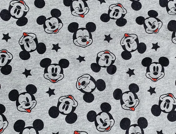 

50X165m Cartoon Star Mickey Elasticity knitted cotton fabric For Sewing Fat Quilting Patchwork baby boy cloth Kid Textile