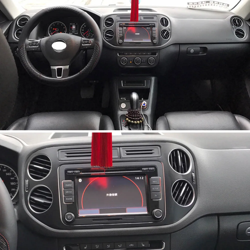 Для Volkswagen Tiguan 2010- внутренняя Центральная панель управления дверная ручка наклейки из углеродного волокна наклейки аксессуары для стайлинга автомобилей