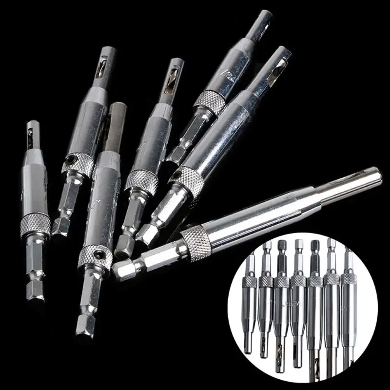 

7Pcs Self Centering Door Window Hinge Twist Wood Drill Bit Hole Puncher New