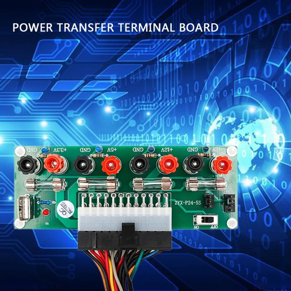Электрическая цепь 24 скамья Atx булавки компьютер питание Atx Pin Breakout плата модуль Штекерный разъем постоянного тока с Usb 5 в порт