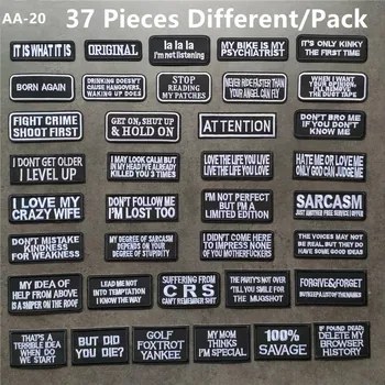 

37 Pcs/Pack Black and White Alphabets Embroidery Patches for Backpack Iron on DIY Stripes Appliques Clothes Letters Badge @AA-20