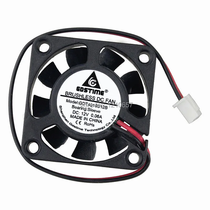 50 шт./партия GDSTIME 40 мм 40x40x10 мм 4010s DC 12V 2Pin мотор электрический вентилятор