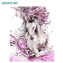 SDOYUNO 60x75 см картина по номерам лошадь животные Сделай Сам Безрамные Картины по номерам на холсте настенная живопись для домашнего декора