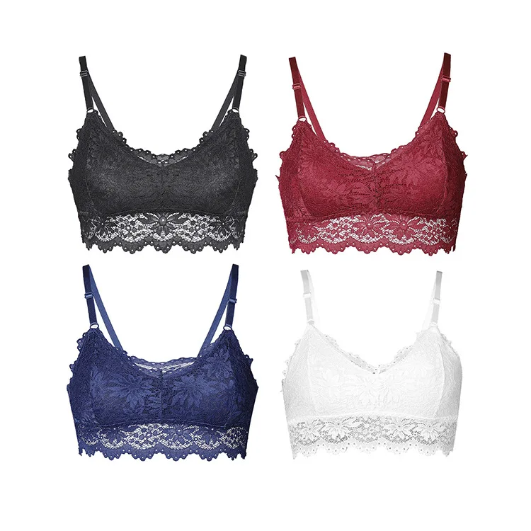 

2020 New Women Lace Beautiful Back Wrap-around Strapless Bra with Chest Pad Vest Bra Wire Free Adjusted-straps