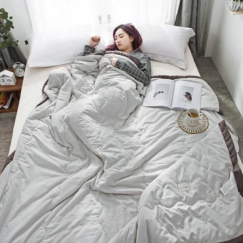 

Summer 5 Colors Air-conditioning Quilts Duvet Bed Linens Washed Throw Quilt Bedroom Color Sofa Solid Bedding For Cotton Blankets