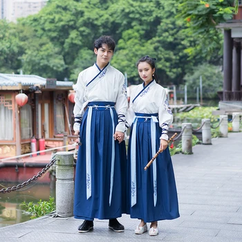 

Chinese Style Traditional Couple Hanfu Han/Tang/Song Dynasty Ancient Men & Women Suit China Cosplay Performance Clothes DQL2600