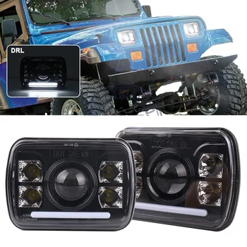 

JVISUAL 120W 5x7 7x6Inch Led Square headlight wiht High/Low Beam White DRL for Jeep Cherokee GMC Savana Ford
