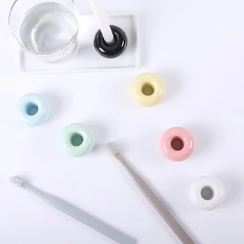 

Europe Simple Style Creative Bathroom Toothbrush Ceramic Base White Porcelain Trays Rectangle Holder Stand Sanitary Storage New