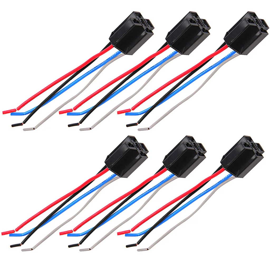 6 Car DC 12V 12 Volt DC 80A AMP Relay Cable Set Socket 4 Pins 4 Wires