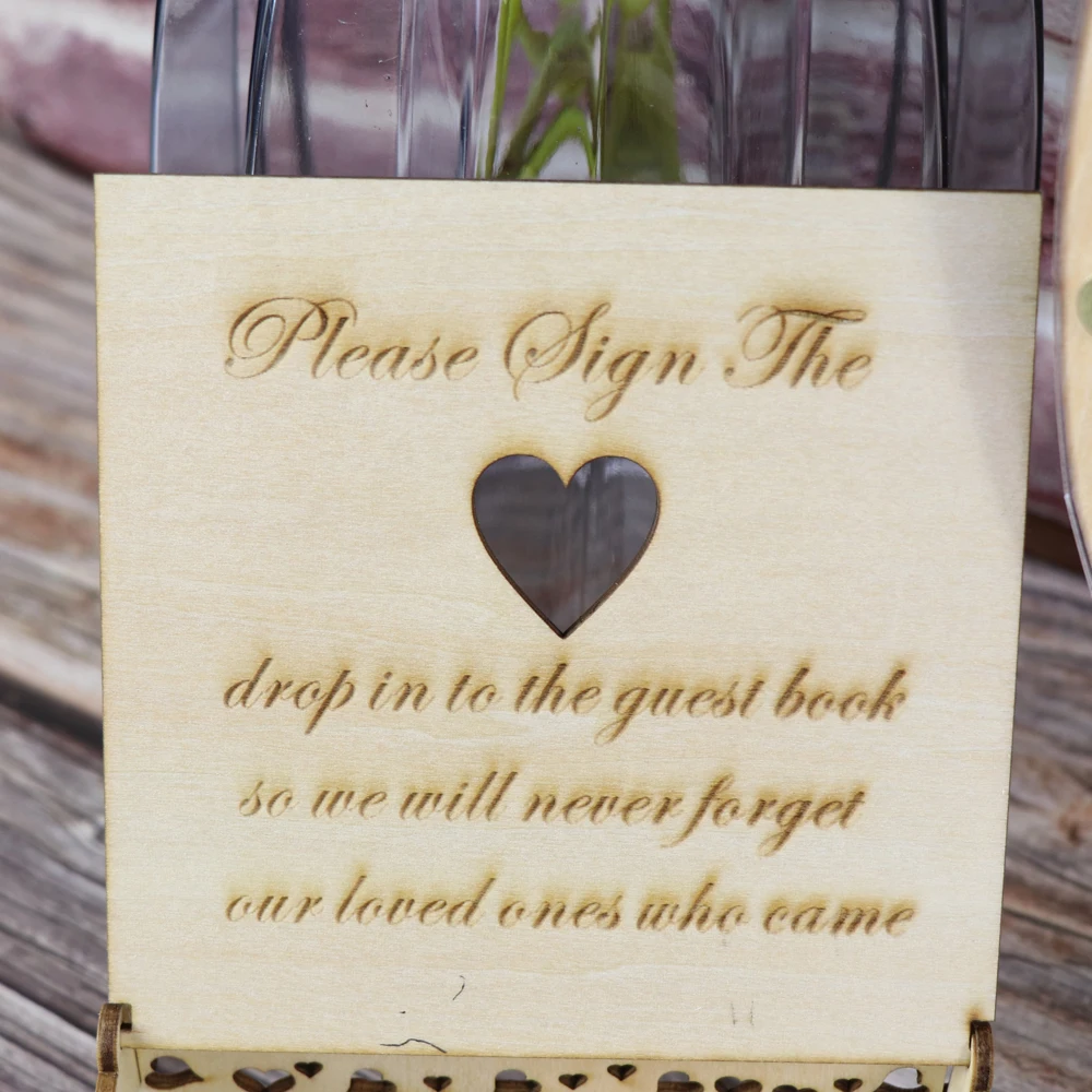 Wedding Wooden Signature Guest Book  Pisces kiss Decoration Frame With Stand DIY，Personalized Ornaments Guestbook Wedding Favor (3)