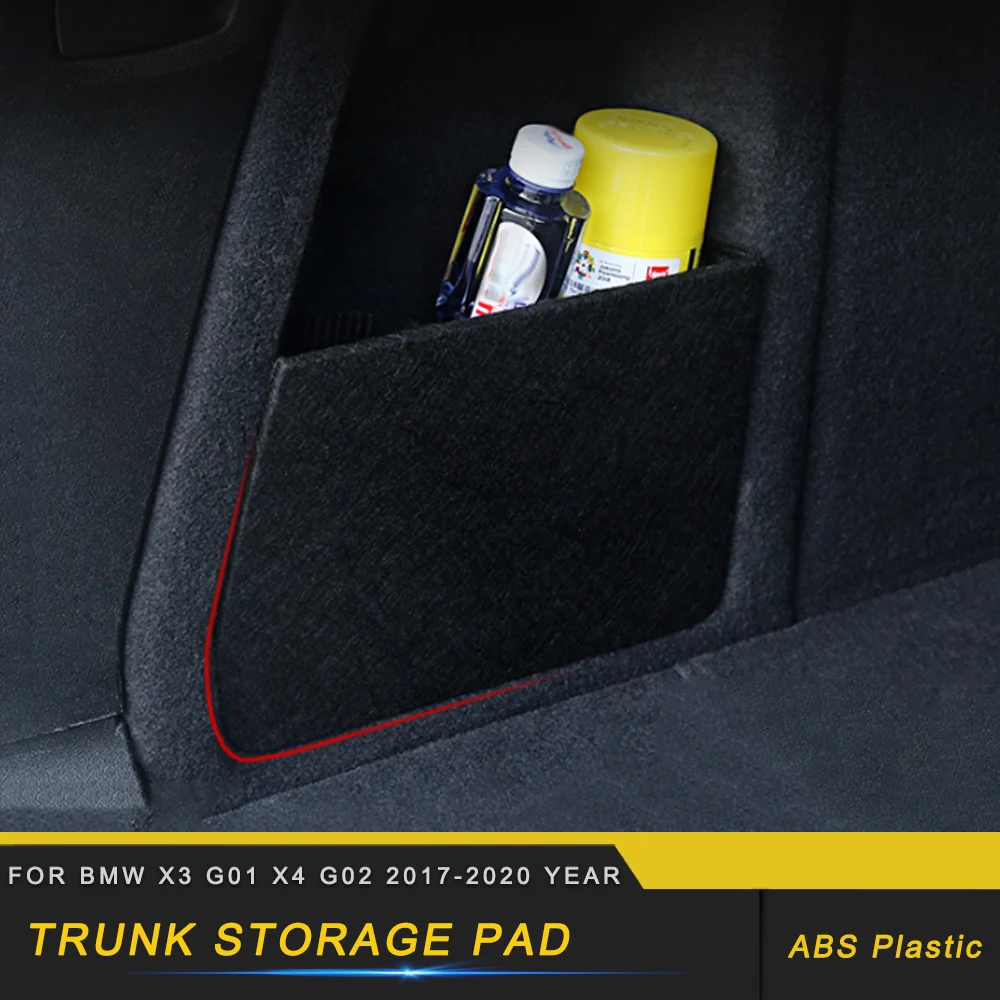 For BMW X3 G01 X4 G02 2017-2020 Car Trunk Black Organizer Pad Large Capacity Storage Baffle Stops Stowing and Tidying