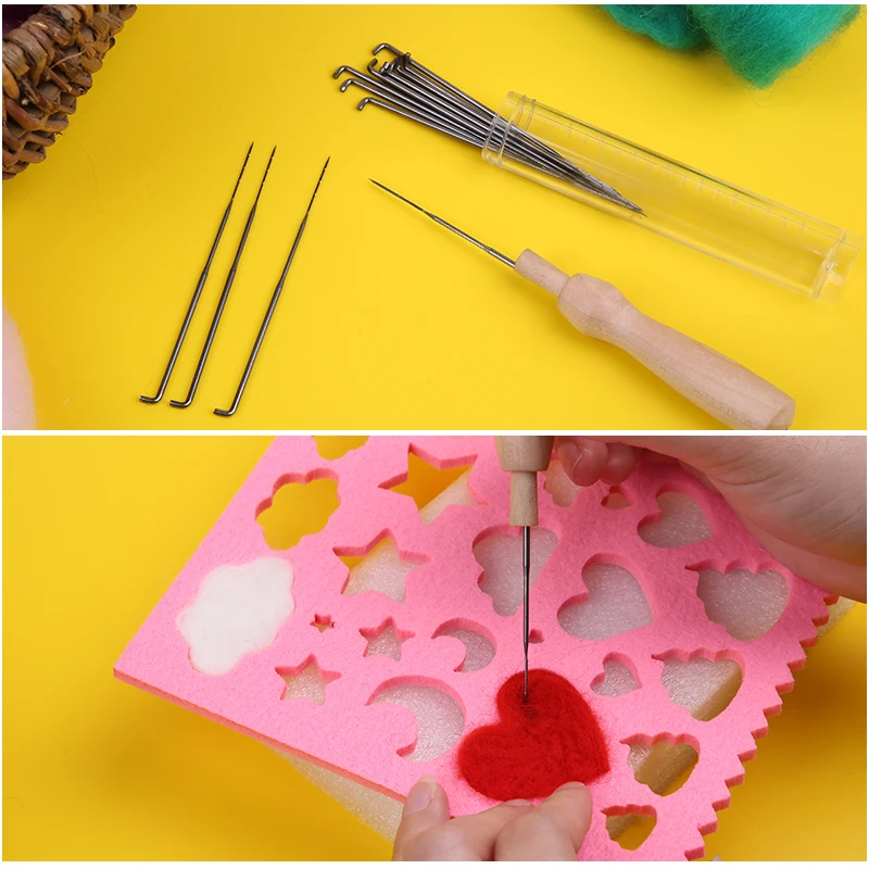LMDZ 30pcs  Felting Needles Kits Wool Felting DIY Supplies PIN Felting Needle Tool Set with 10 Felting Needles With Clear Bottle