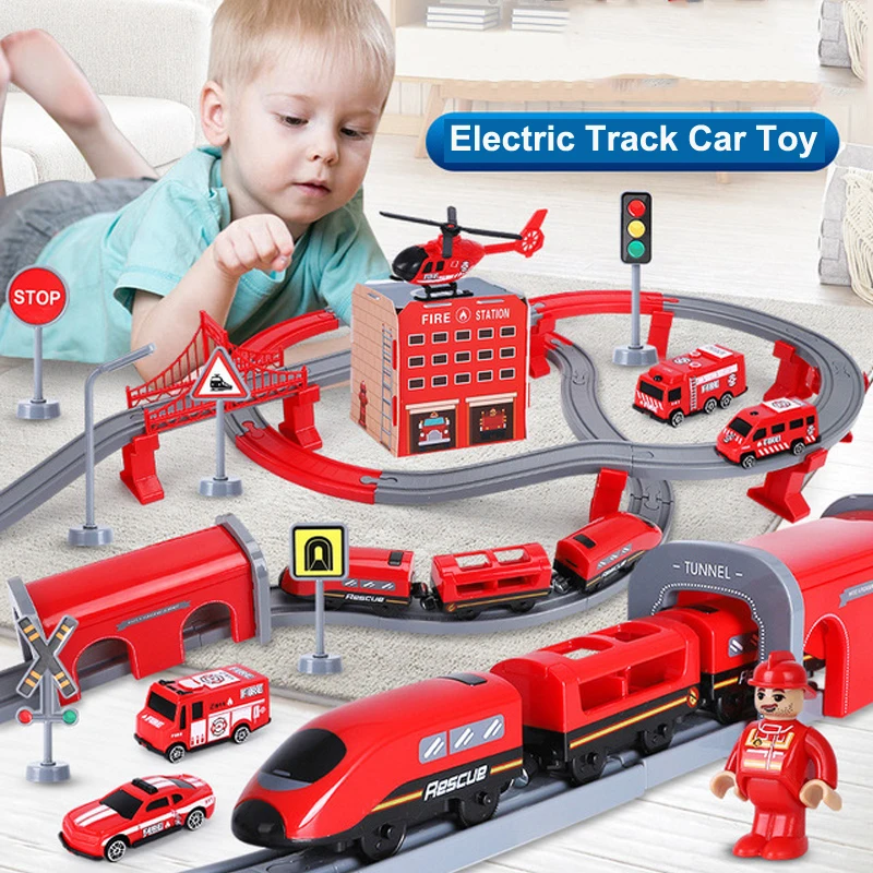 Train électrique avec circuit automobile de course pour enfants 2en1 KP0635 train à batterie voies ferrées circuit pour voitures 