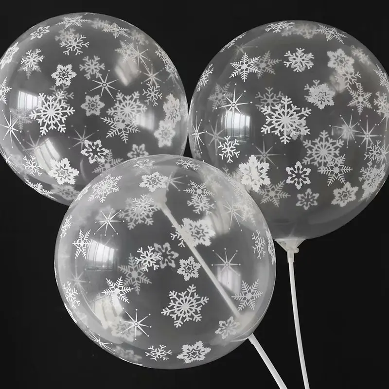 

10pcs Christmas New Year Frozen Snowflake Latex Balloons Wedding Birthday Party Decorative Supplies White Snow Balloons