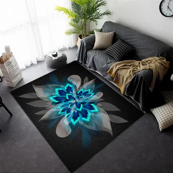 

Nordic Luxury Black Carpet With Green Flower Pattern For Living Room Hallway Rugs Machine Washable Anti-slip Doormat