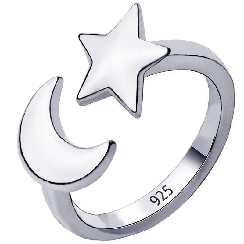 Милая звезда лунное кольцо регулируемое Золотое кольцо из нержавеющей стали для девушек кольца на палец женские ювелирные изделия оптом Прямая поставка
